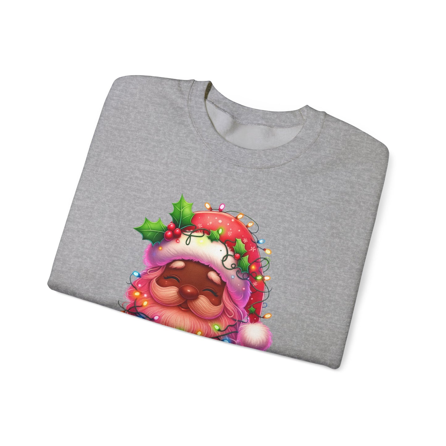 Christmas Santa Crewneck Sweatshirt with Lights and Merry Christmas Text