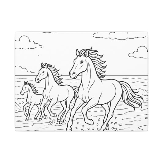 Coloring Canvas Art for Relaxation, Horse Theme