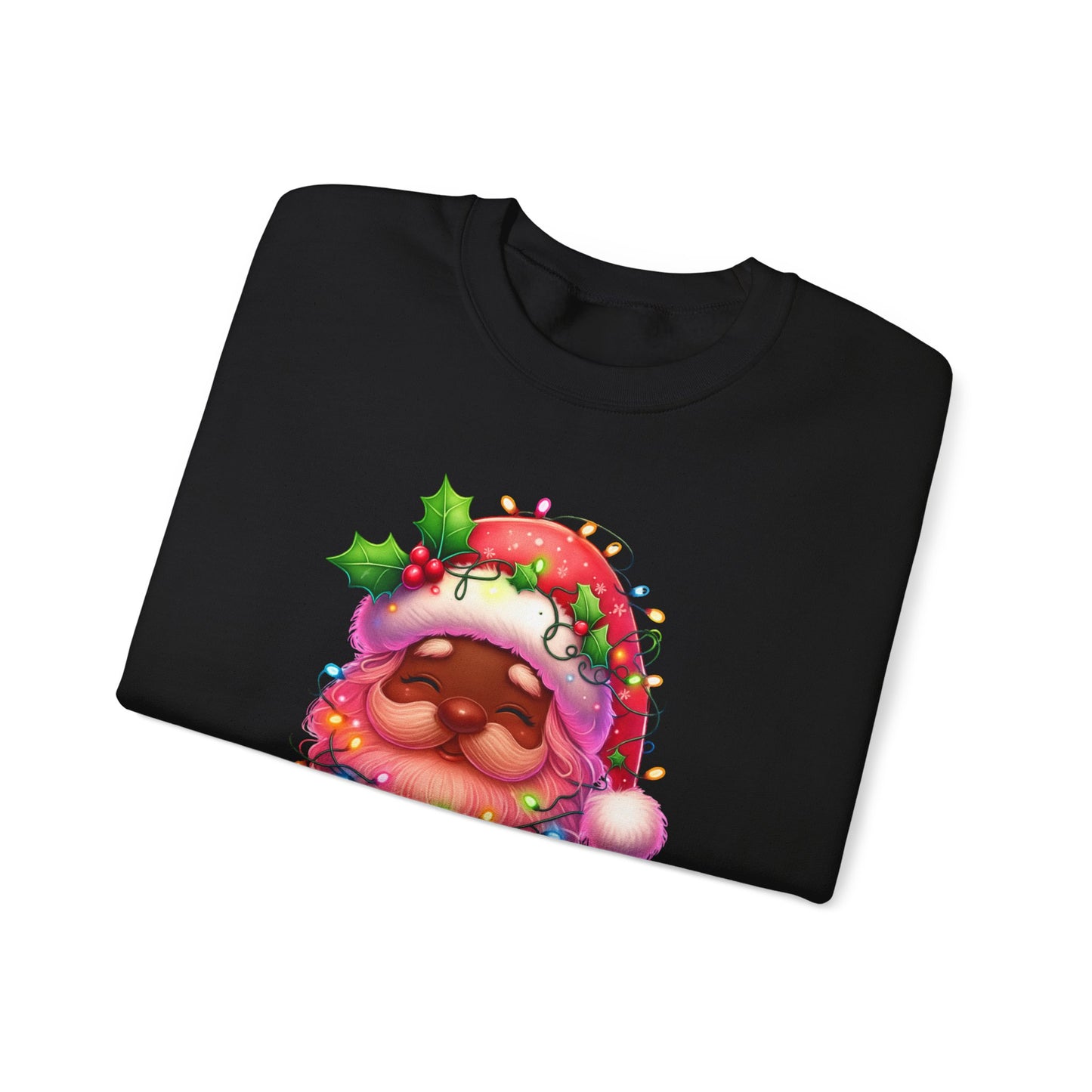 Christmas Santa Crewneck Sweatshirt with Lights and Merry Christmas Text