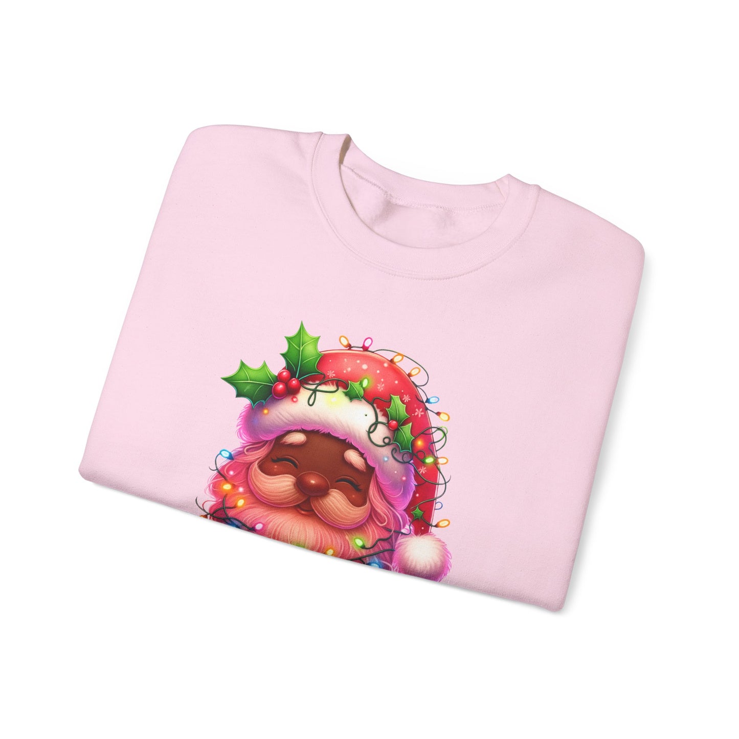 Christmas Santa Crewneck Sweatshirt with Lights and Merry Christmas Text